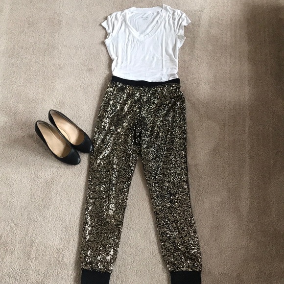 Black and gold sequin pants - Picture 2 of 4